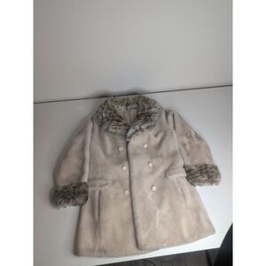 Borgana by Russel Taylor Vintage Faux Fur Coat USA MADE Beige Tan Sz Small